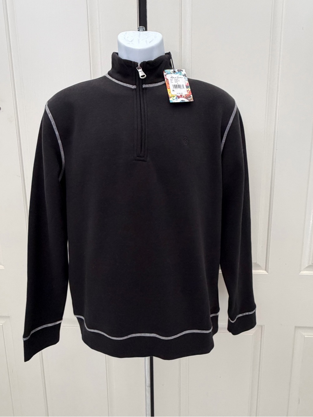 Robert Graham Black Quarter-Zip Sweater Sz S